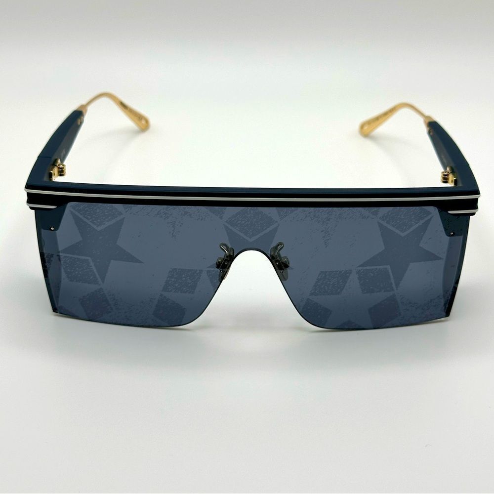 NEW DIORCLUB M1U 31B7 Matte Navy Blue/Silver Mirrored with Blue Star Monogram
